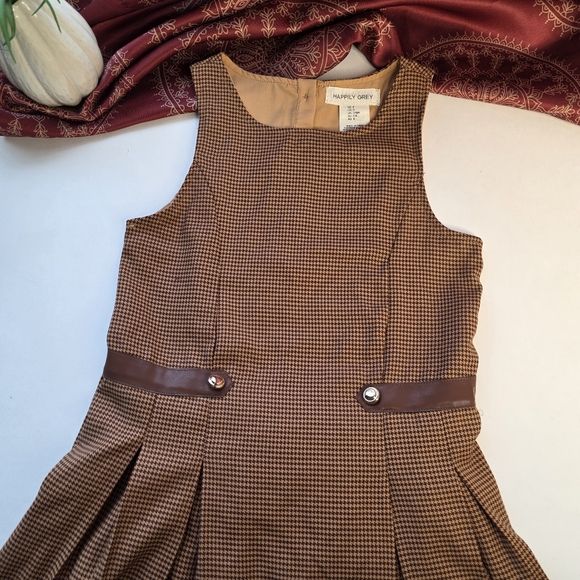 Happily Grey Other - Happliy Grey Houndstooth Dress Brown Sleeveless Kids Size 6
